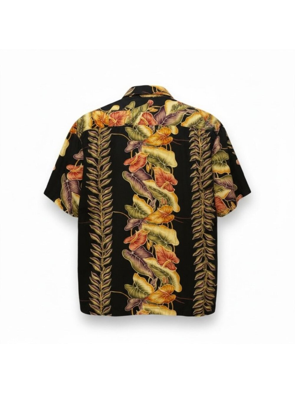 Kamehameha Vintage Hawaiian Men's Shirt M Button-Up Vibrant Tropical Print Black - Picture 2 of 12